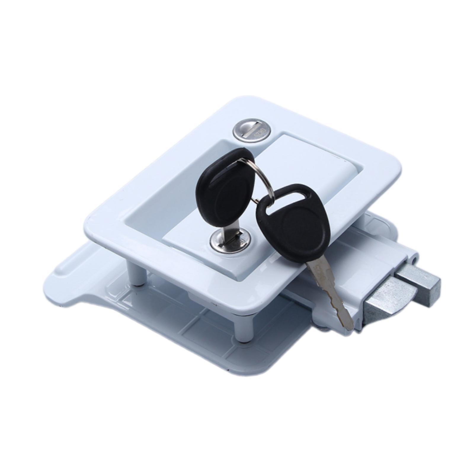 hengtong RV Door Lock Latch Entry Door Latch Professional Universal High Reliability Zinc Alloy with Keys Motorhome Entrance Door Lock White